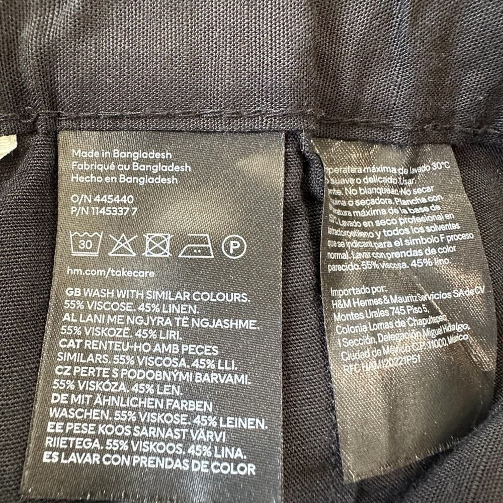 H&M Black Linen Blend Straight Leg Trousers,‎ 2 - Picture 6 of 11